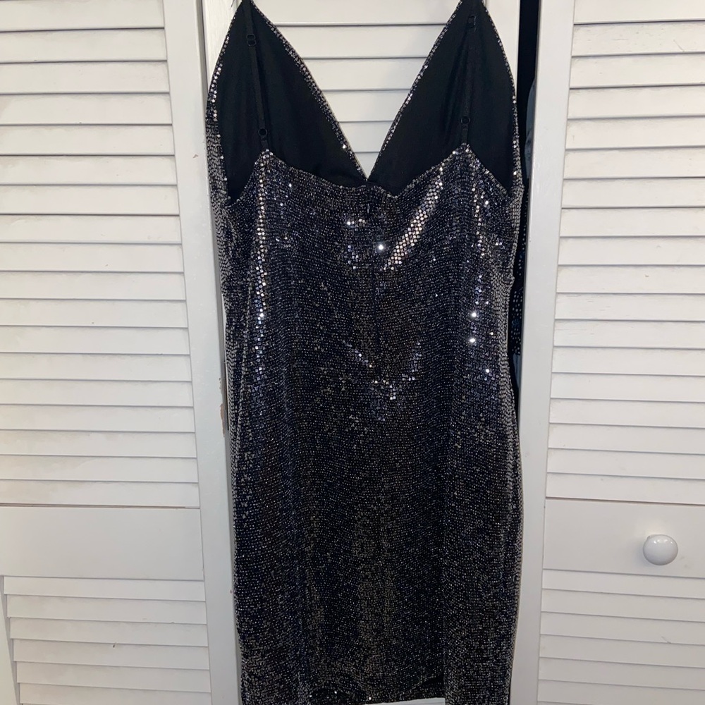 Lulus Let it glow black and silver sequin bodycon dress XL - Picture 2 of 6